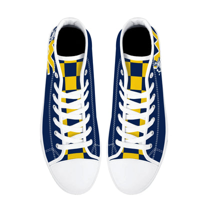 West Virginia Mountaineers - Mens High Top Canvas Shoes - Checkered Tongue