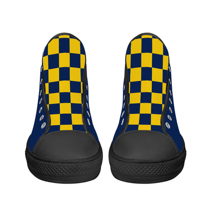 West Virginia Mountaineers - Mens High Top Canvas Shoes - Checkered Tongue