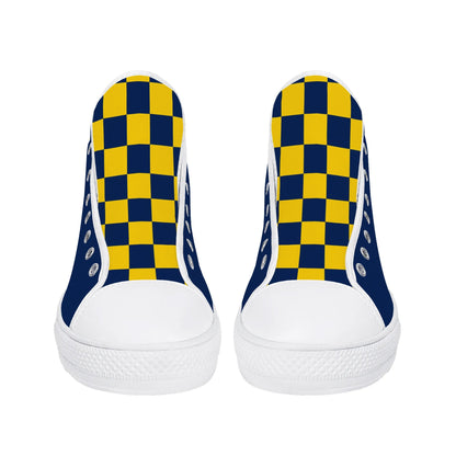 West Virginia Mountaineers - Mens High Top Canvas Shoes - Checkered Tongue