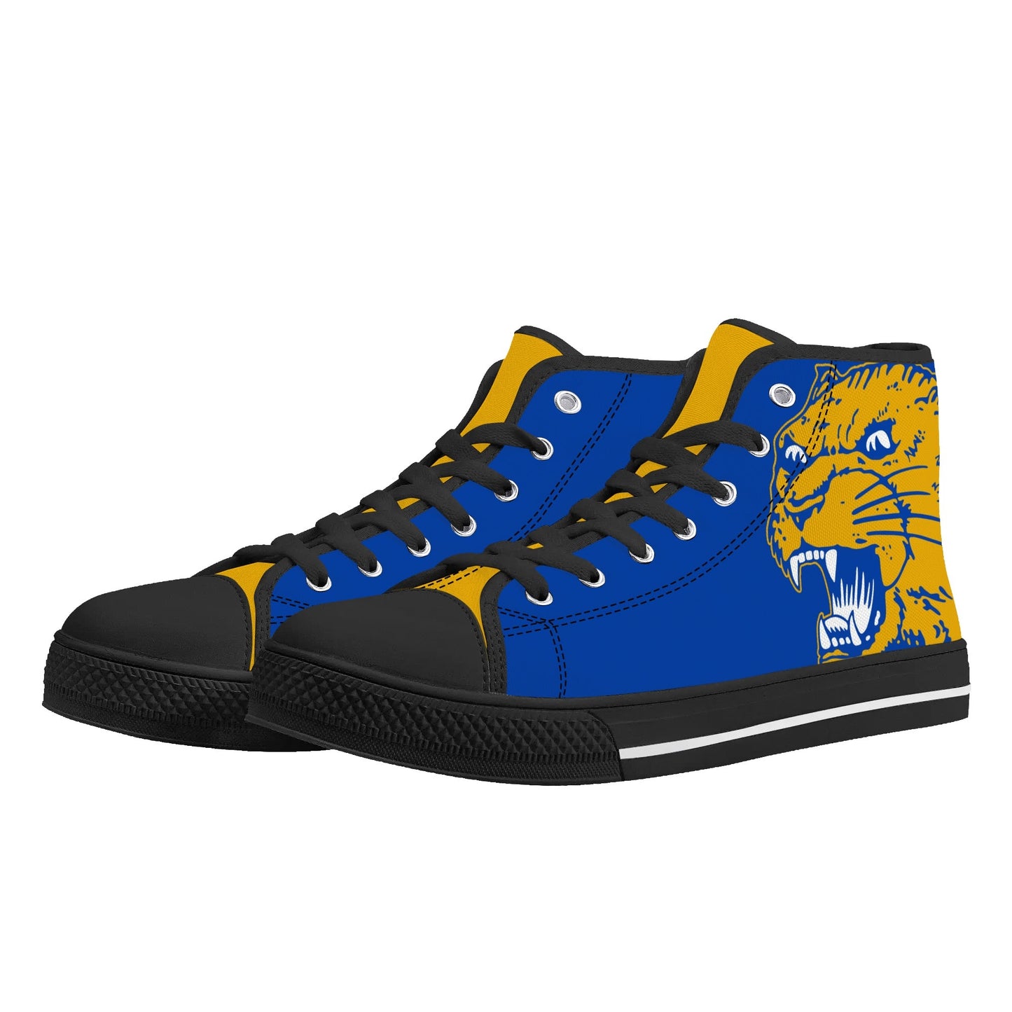 PITTS PANTHERS - Mens High Top Canvas Shoes -YELLOW GOLD Tongue