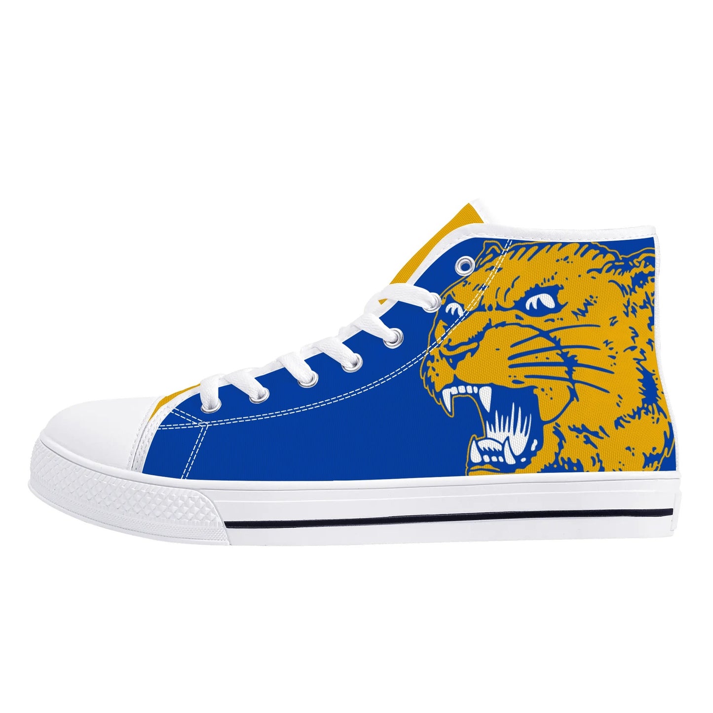 PITTS PANTHERS - Mens High Top Canvas Shoes -YELLOW GOLD Tongue