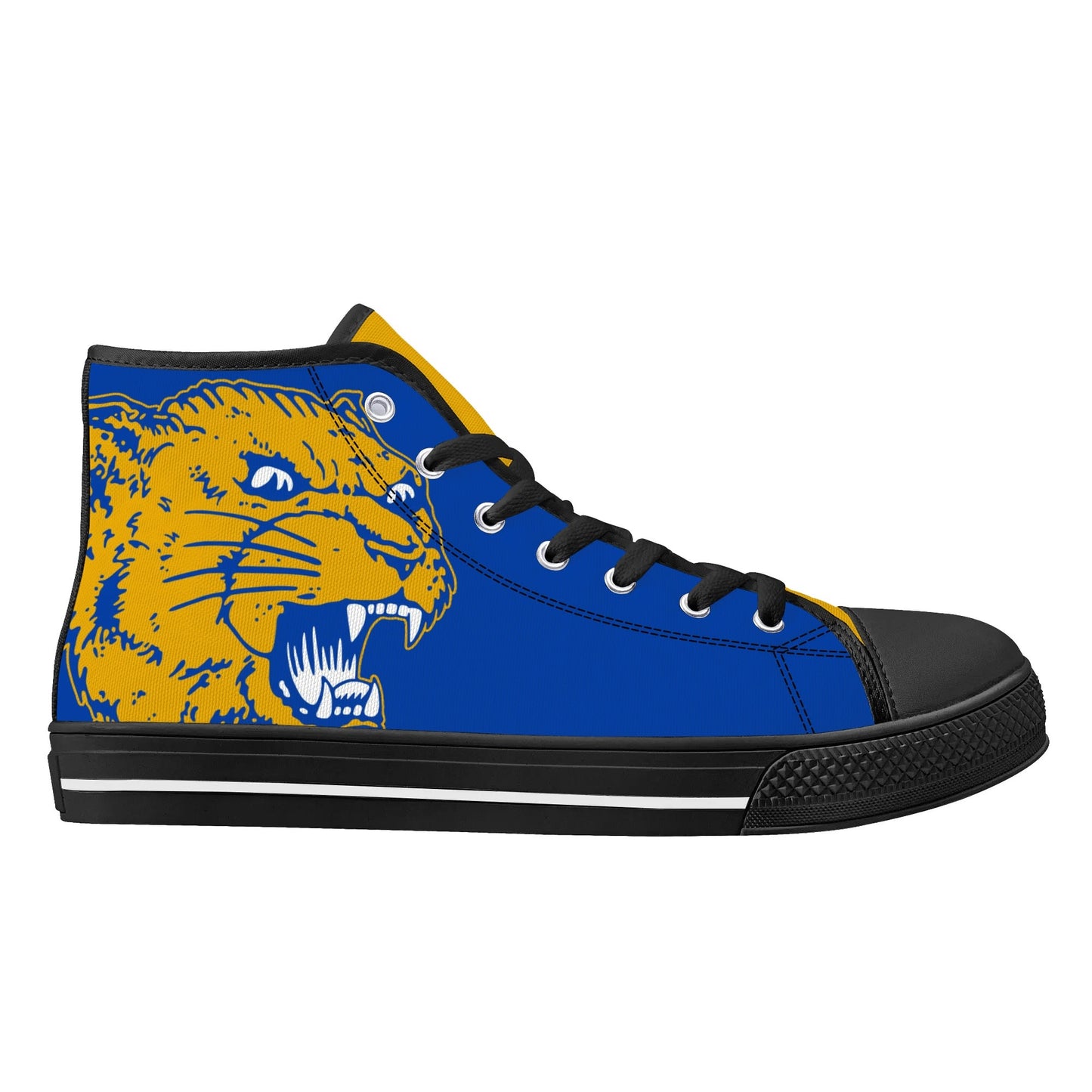 PITTS PANTHERS - Mens High Top Canvas Shoes -YELLOW GOLD Tongue