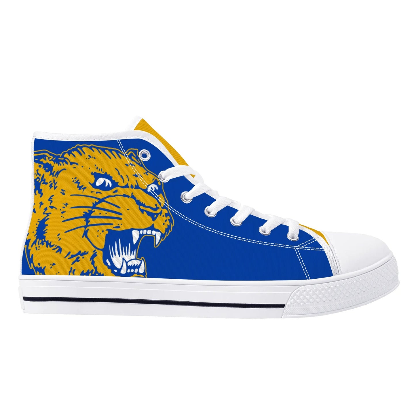 PITTS PANTHERS - Mens High Top Canvas Shoes -YELLOW GOLD Tongue