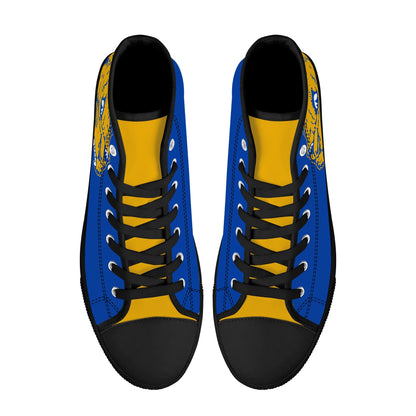 PITTS PANTHERS - Mens High Top Canvas Shoes -YELLOW GOLD Tongue