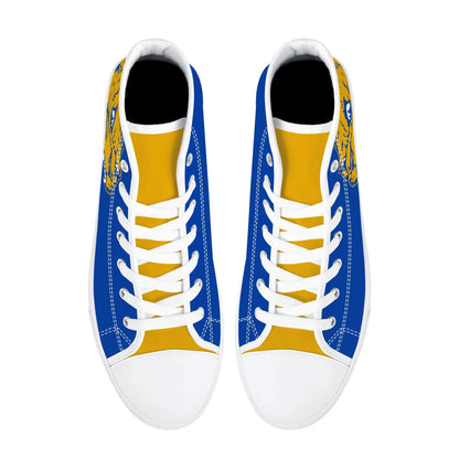 PITTS PANTHERS - Mens High Top Canvas Shoes -YELLOW GOLD Tongue