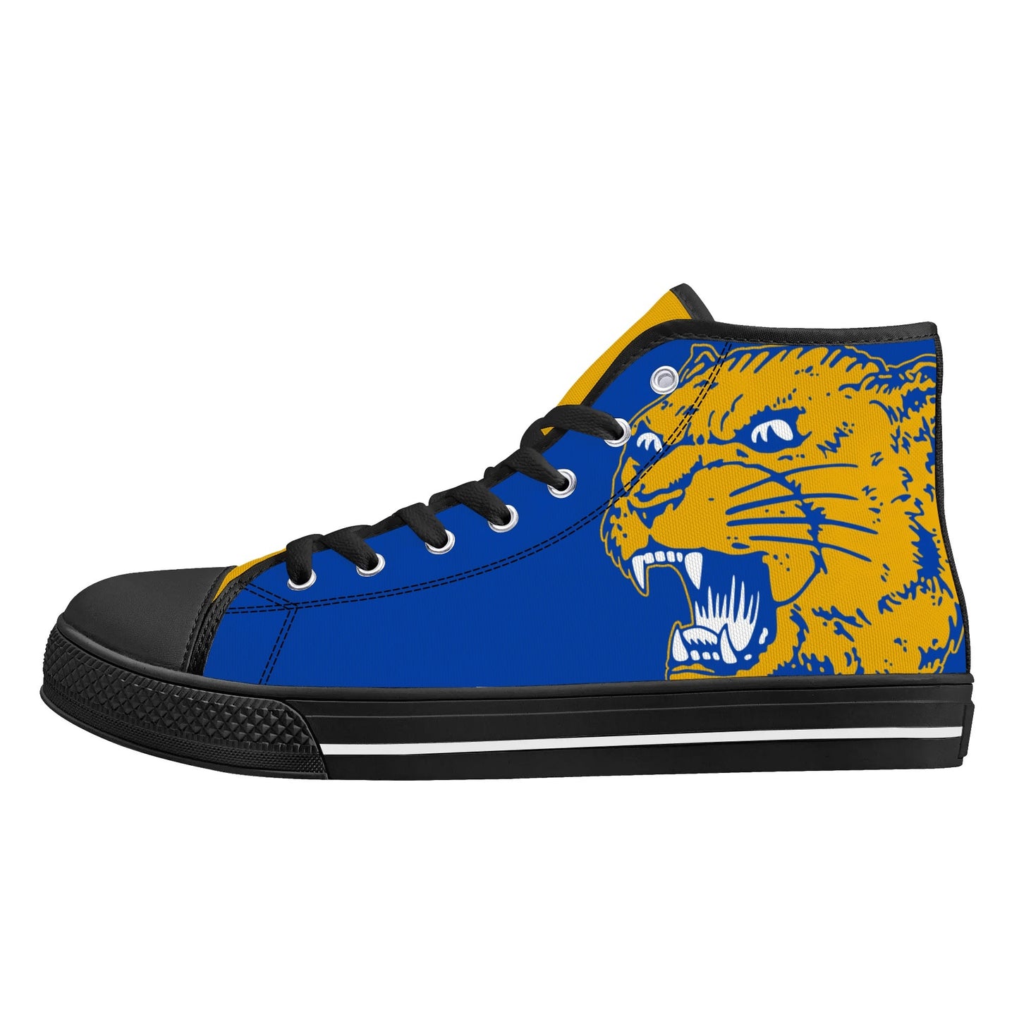 PITTS PANTHERS - Mens High Top Canvas Shoes -YELLOW GOLD Tongue