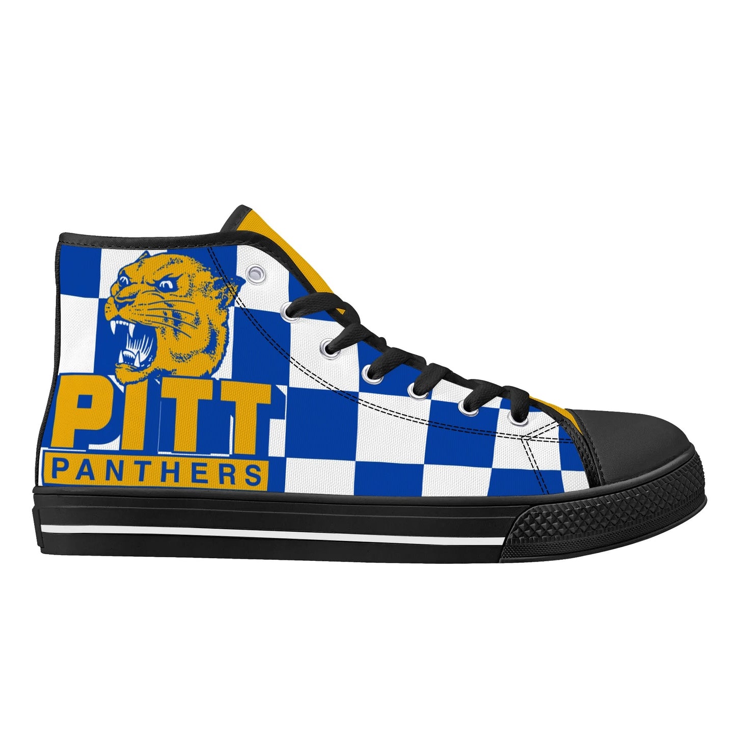 PITTS PANTHERS Mens High Top Canvas Shoes - HALF CHECKERED PATTERN