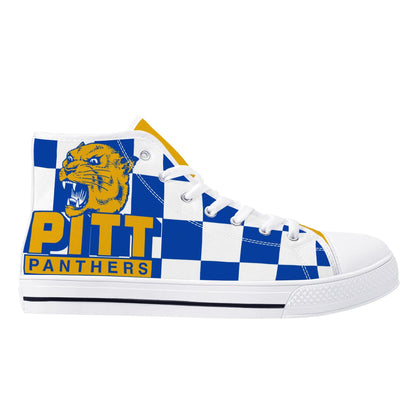 PITTS PANTHERS Mens High Top Canvas Shoes - HALF CHECKERED PATTERN