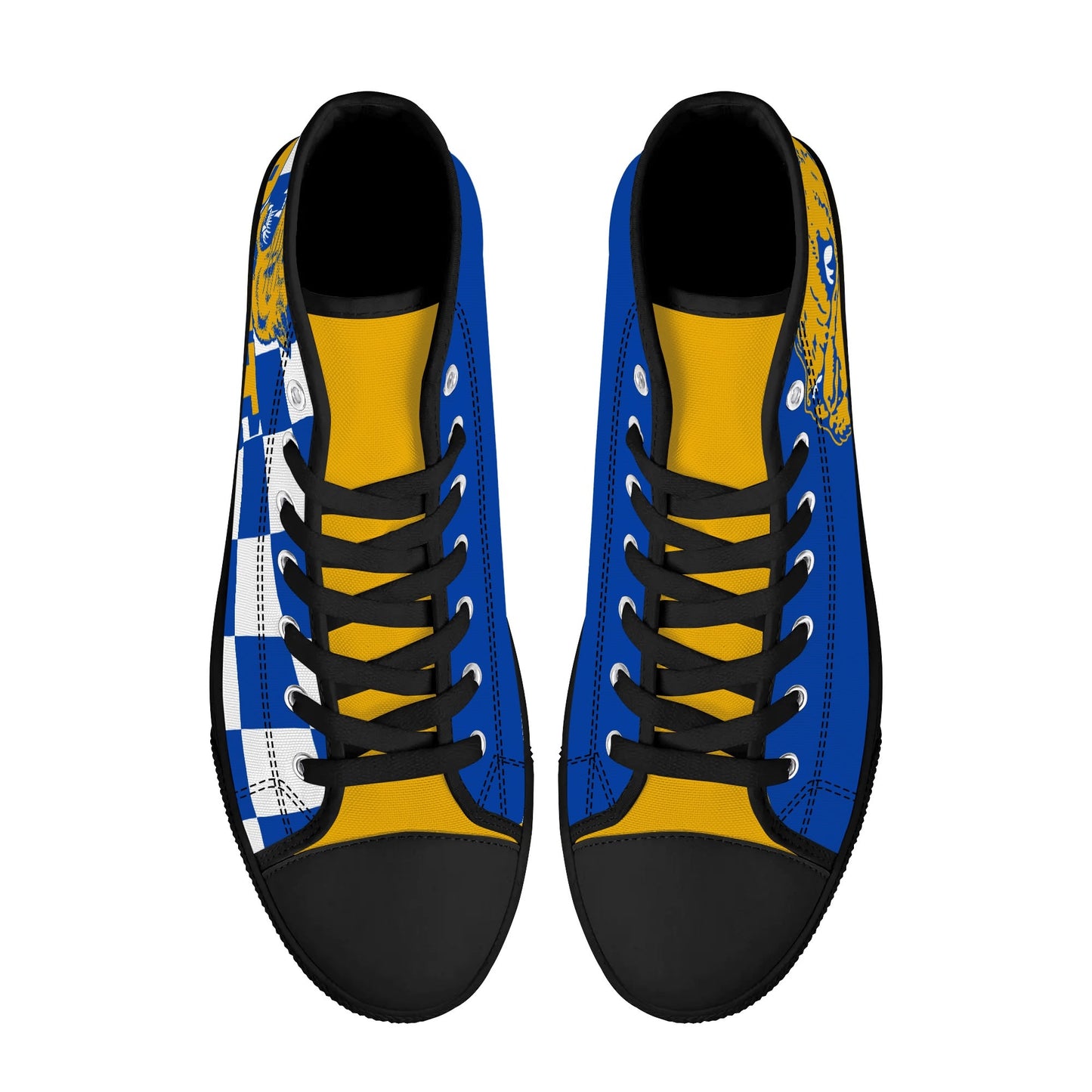 PITTS PANTHERS Mens High Top Canvas Shoes - HALF CHECKERED PATTERN