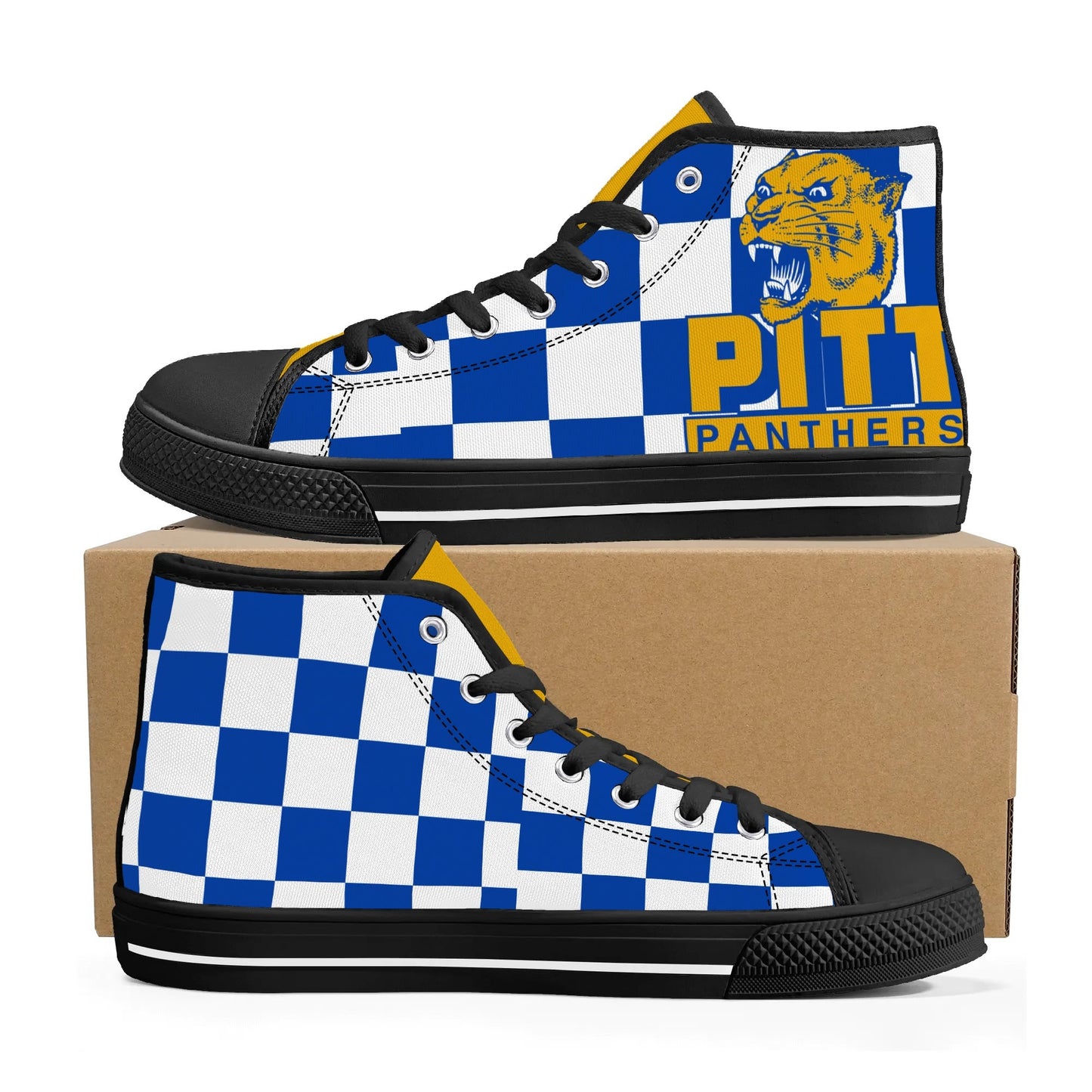 PITTS PANTHERS CHECKERED PATTERN - Mens High Top Canvas Shoes