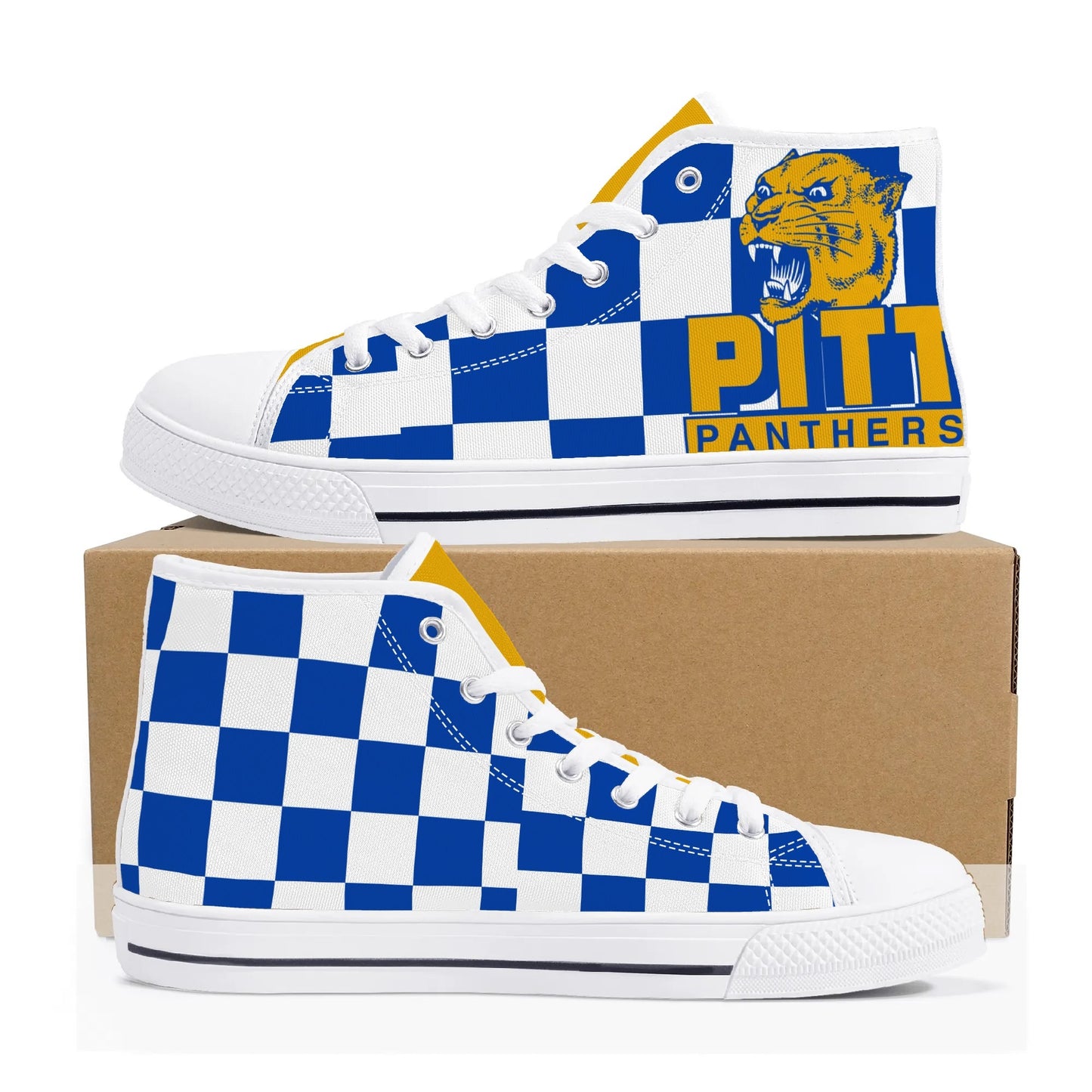 PITTS PANTHERS CHECKERED PATTERN - Mens High Top Canvas Shoes