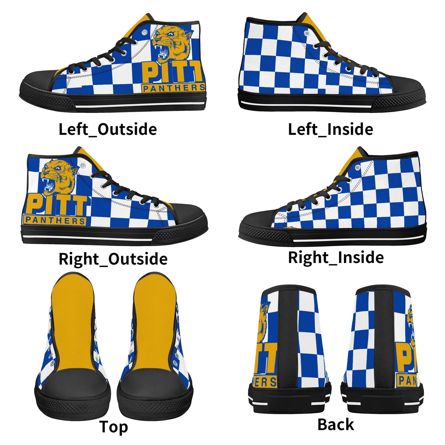 PITTS PANTHERS CHECKERED PATTERN - Mens High Top Canvas Shoes