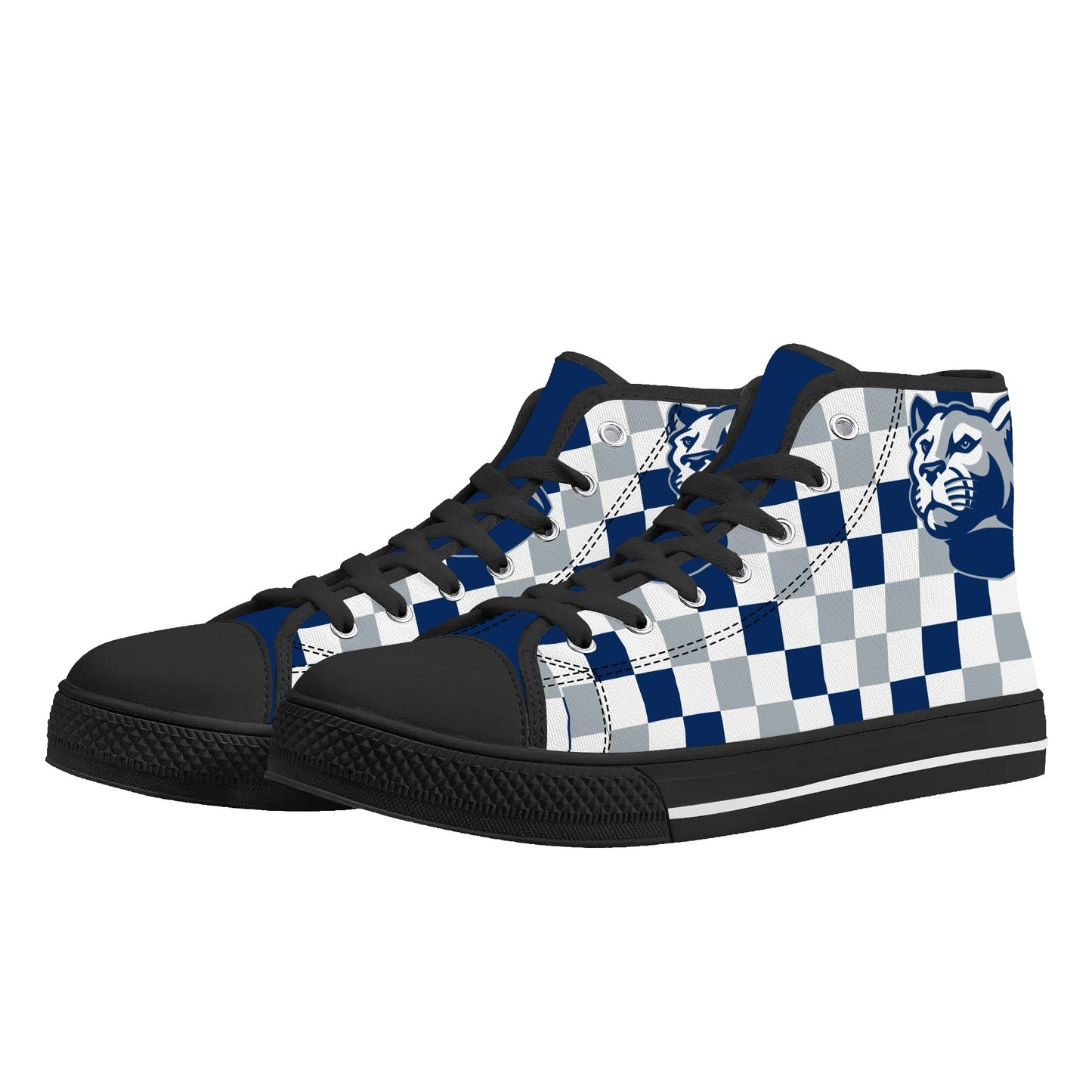 PENN STATE NITTANY LIONS- CHECKERED PATTERN  - Mens High Top Canvas Shoes