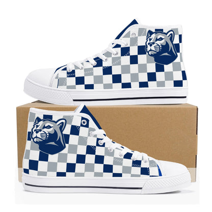 PENN STATE NITTANY LIONS- CHECKERED PATTERN  - Mens High Top Canvas Shoes