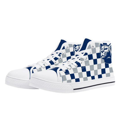 PENN STATE NITTANY LIONS- CHECKERED PATTERN  - Mens High Top Canvas Shoes