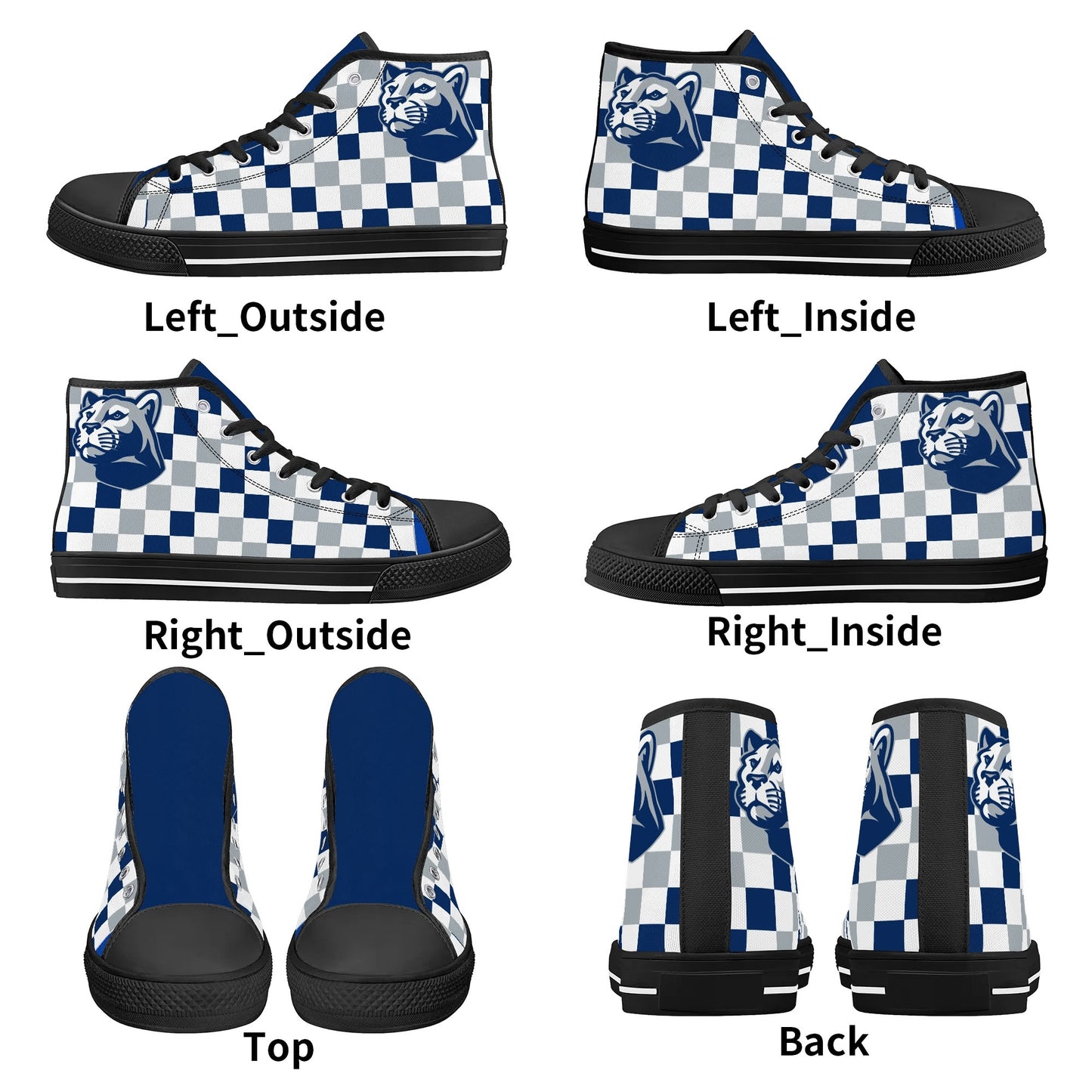 PENN STATE NITTANY LIONS- CHECKERED PATTERN  - Mens High Top Canvas Shoes