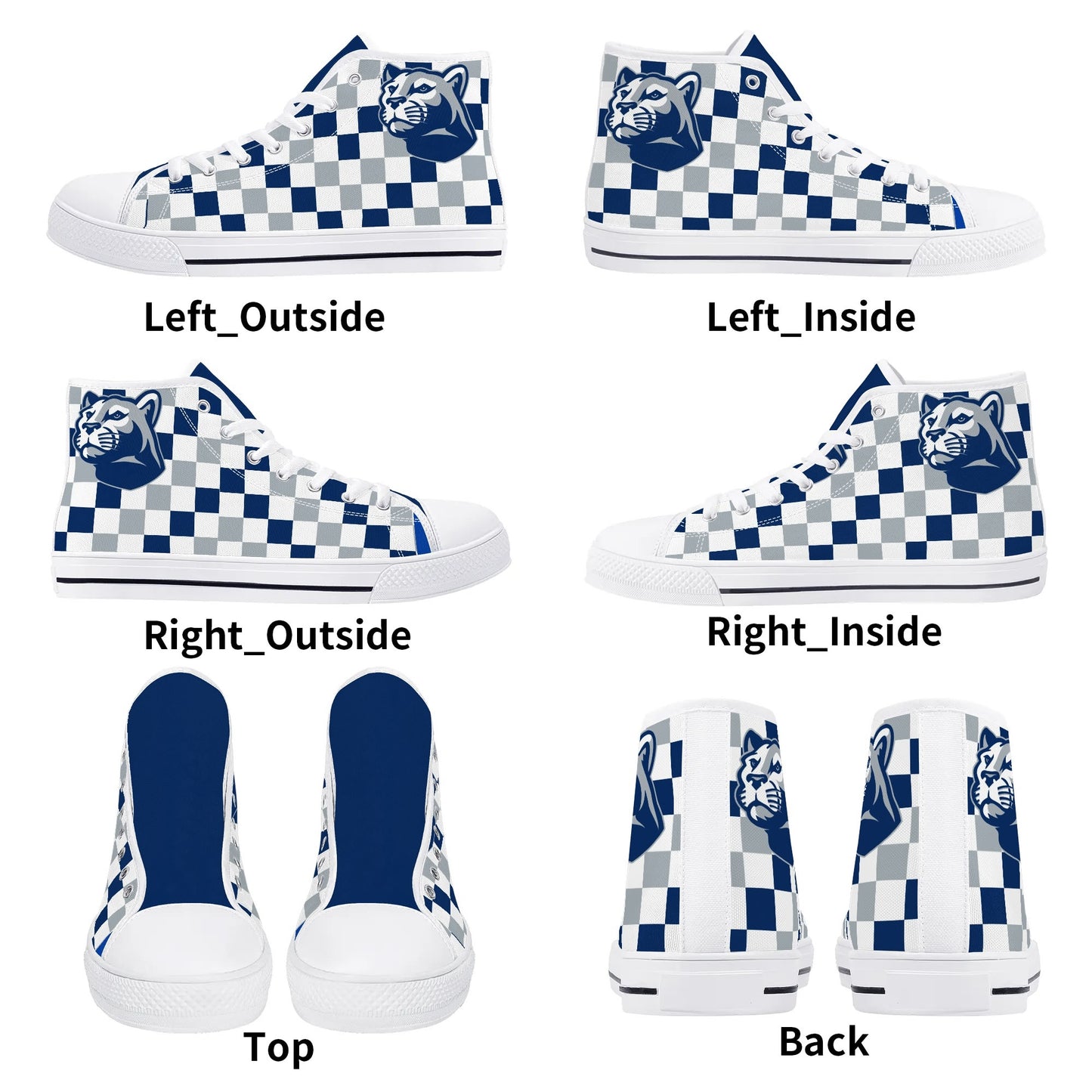 PENN STATE NITTANY LIONS- CHECKERED PATTERN  - Mens High Top Canvas Shoes