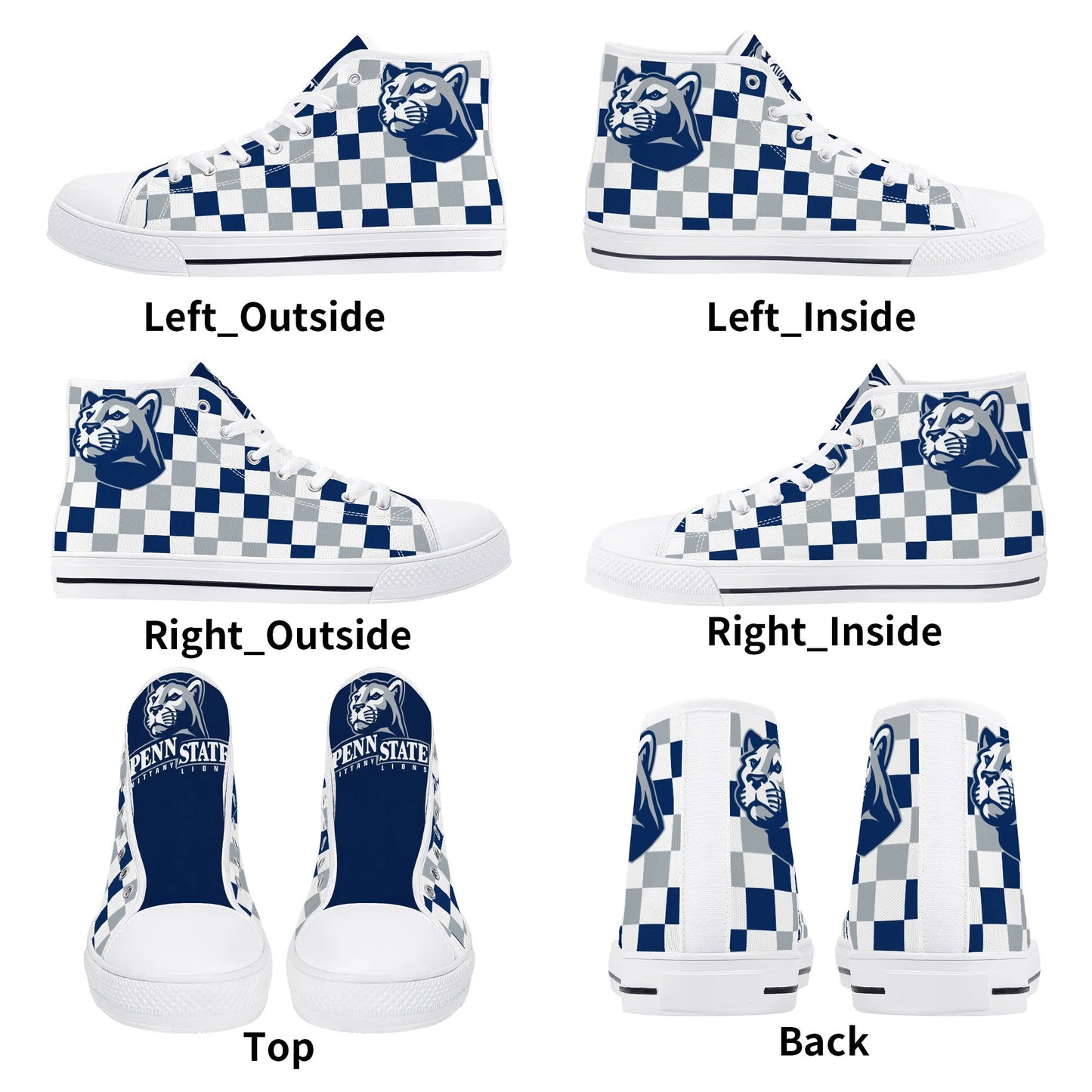 Penn State CHECKERED- Mens High Top Canvas Shoes