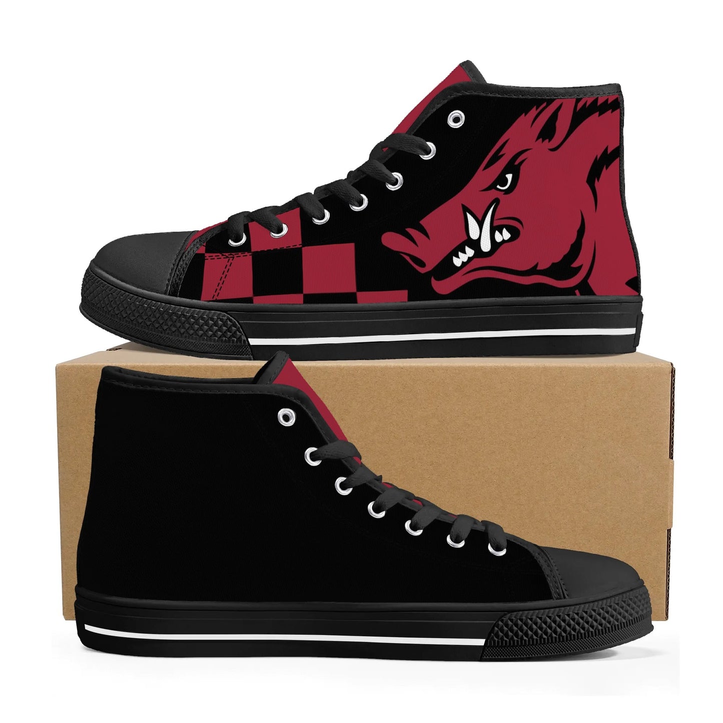 ARKANSAS RAZORBACKS - MASSIVE LOGO - Mens High Top Canvas Shoes