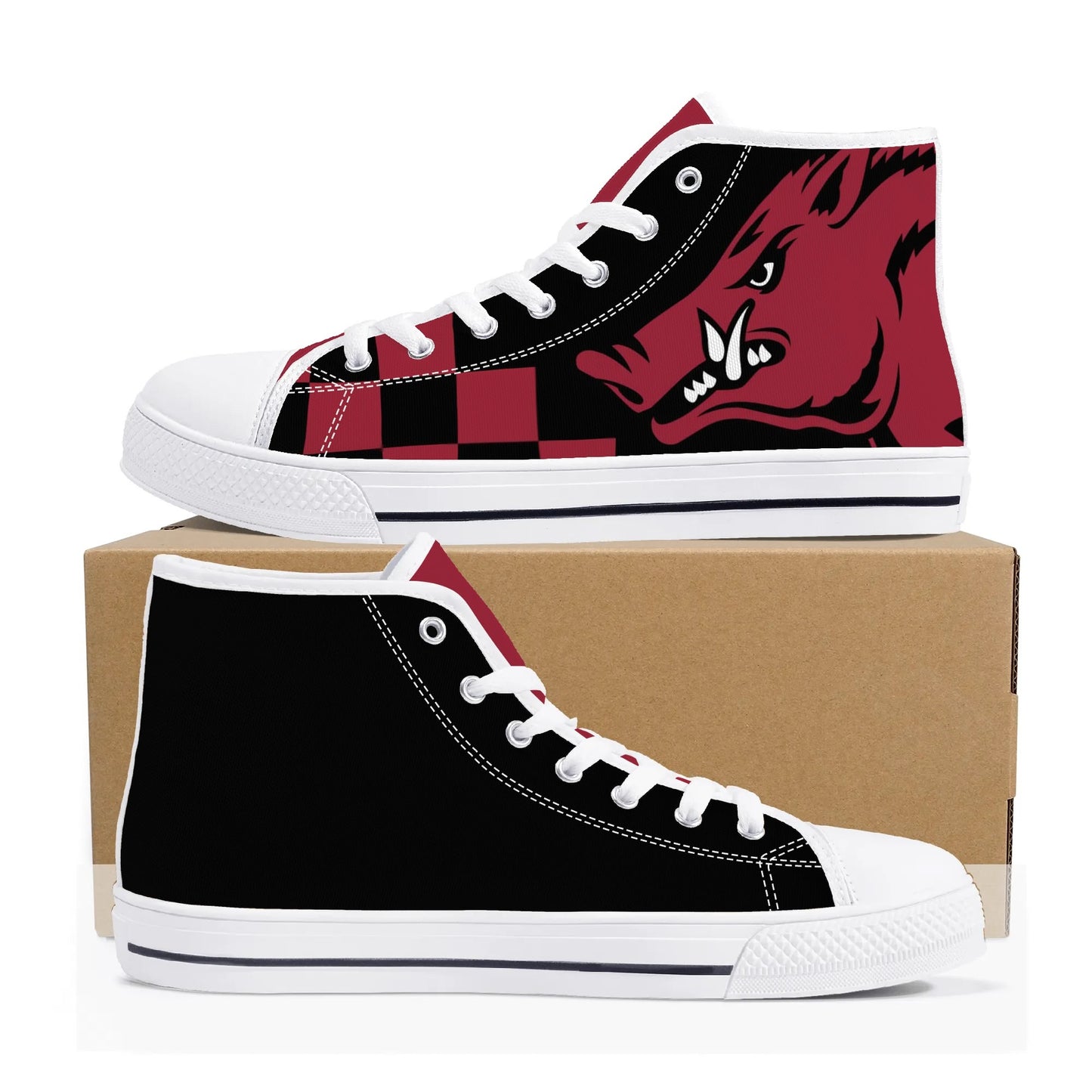 ARKANSAS RAZORBACKS - MASSIVE LOGO - Mens High Top Canvas Shoes