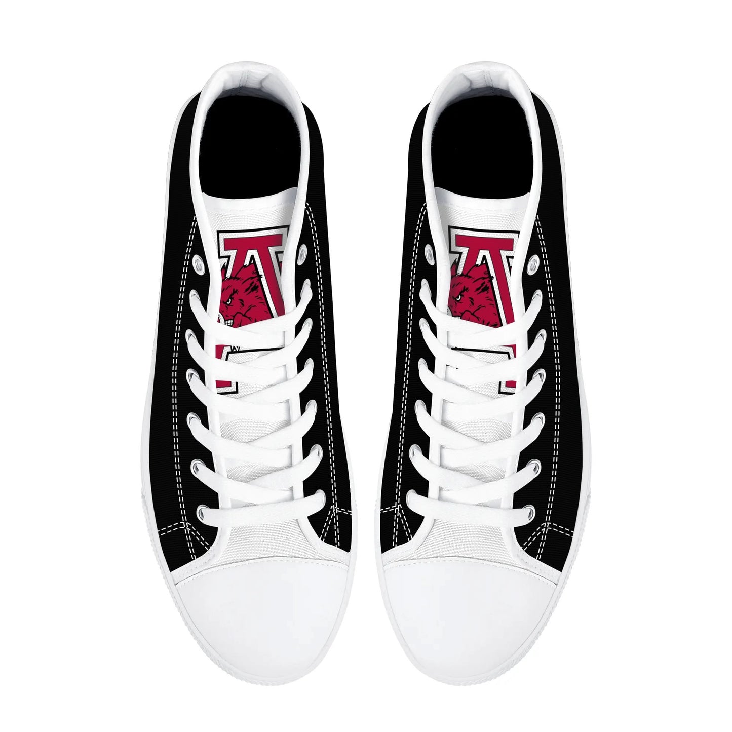 ARKANSAS RAZORBACKS - Mens High Top Canvas Shoes - White Tongue