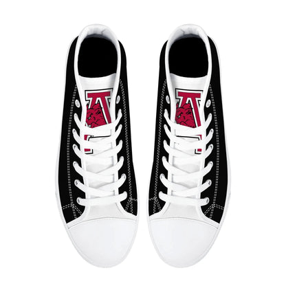 ARKANSAS RAZORBACKS - Mens High Top Canvas Shoes - White Tongue