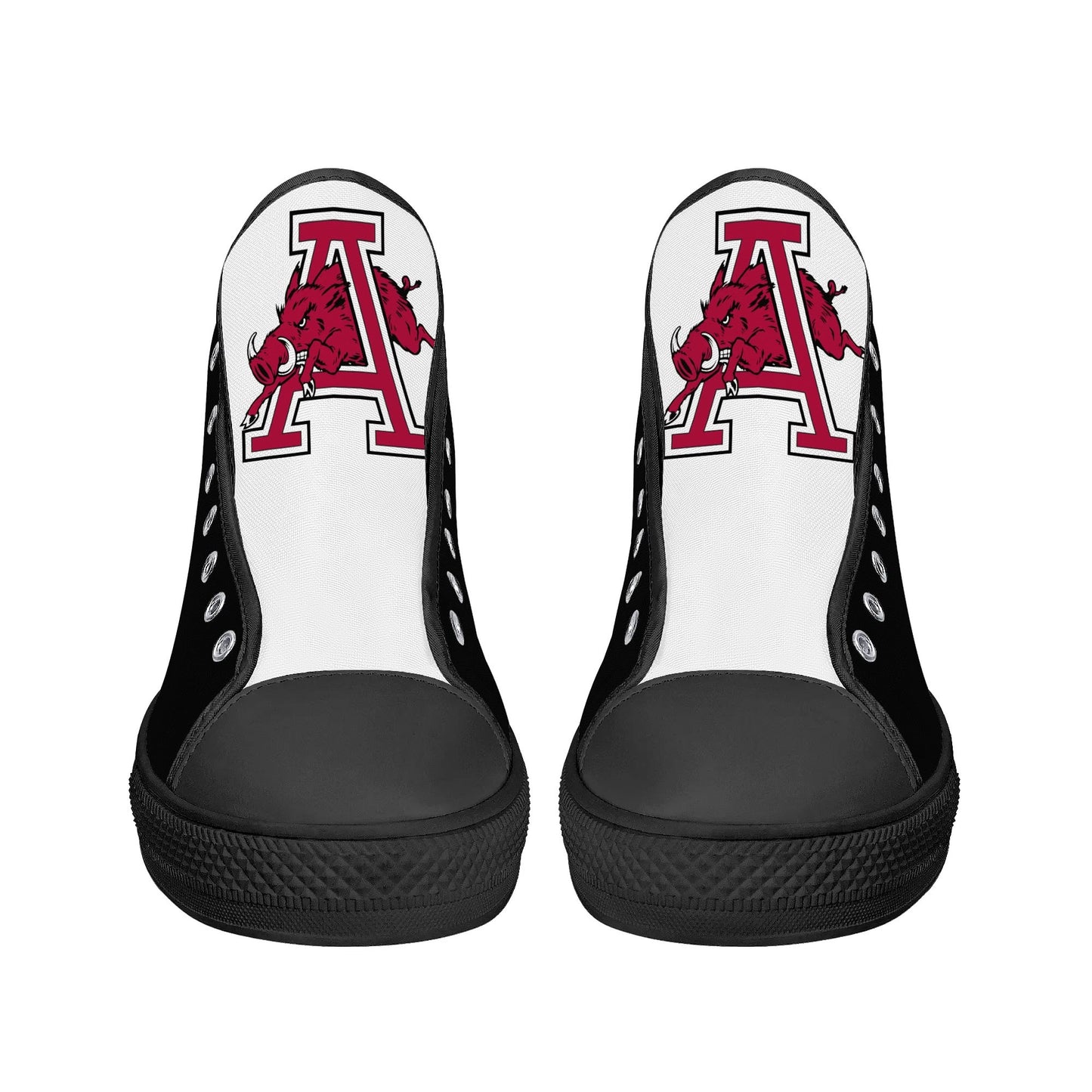 ARKANSAS RAZORBACKS - Mens High Top Canvas Shoes - White Tongue