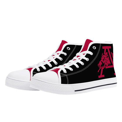 Arkansas Razorbacks LOGO ON SIDE - Mens High Top Canvas Shoes - Red Tongue