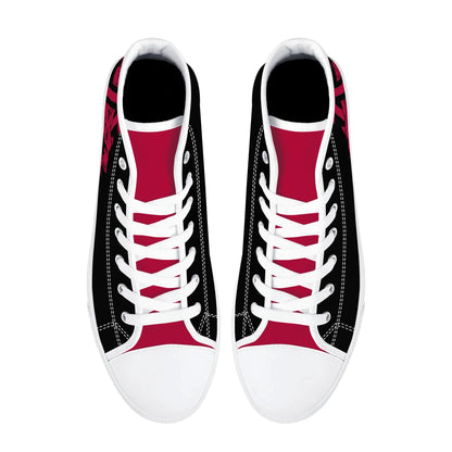 Arkansas Razorbacks LOGO ON SIDE - Mens High Top Canvas Shoes - Red Tongue