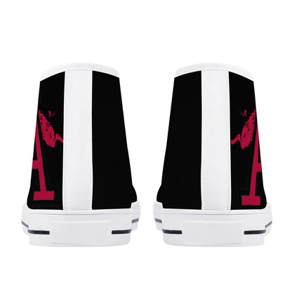 Arkansas Razorbacks LOGO ON SIDE - Mens High Top Canvas Shoes - Red Tongue