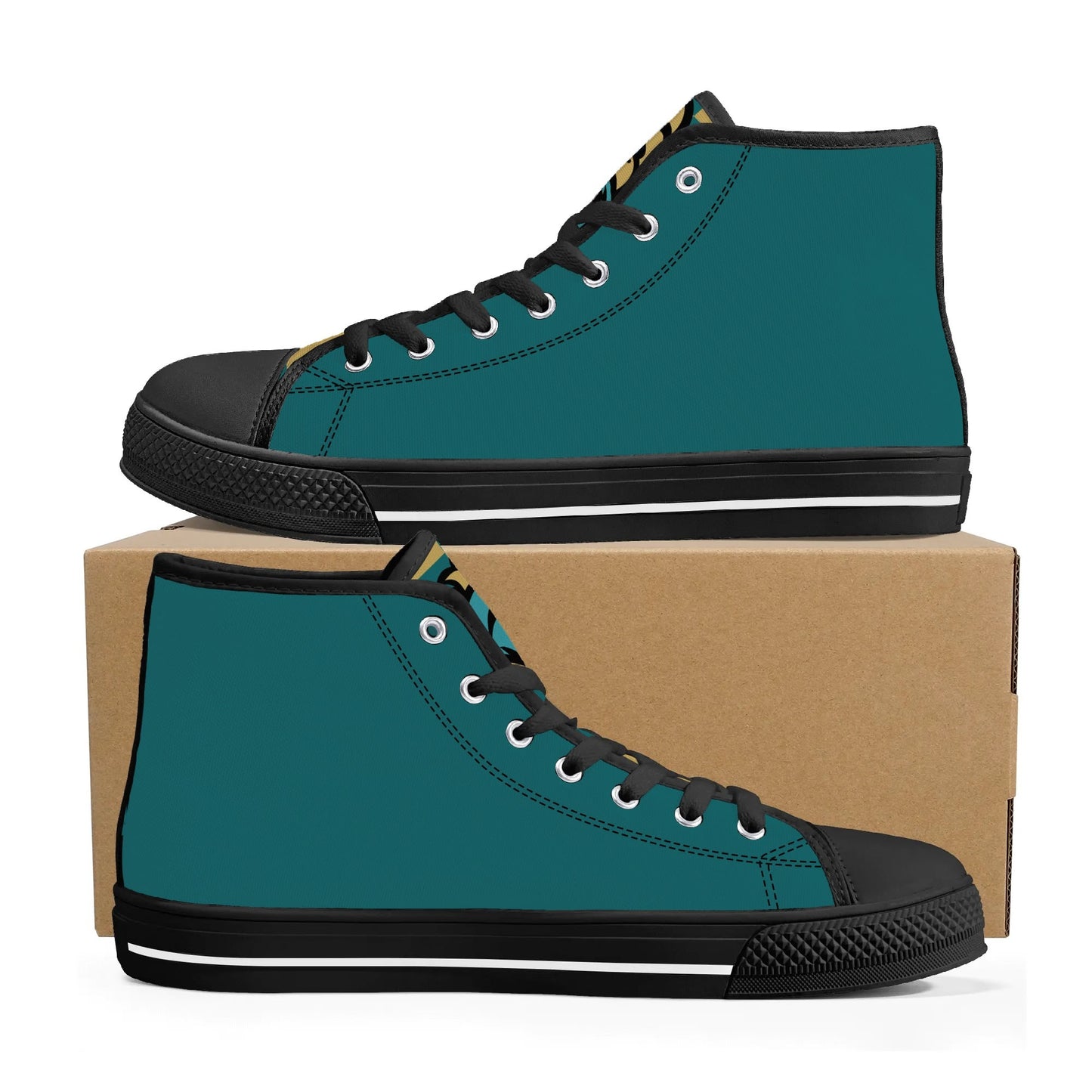 Coastal Carolina Chanticleers - Mens High Top Canvas Shoes - Checkered Tongue