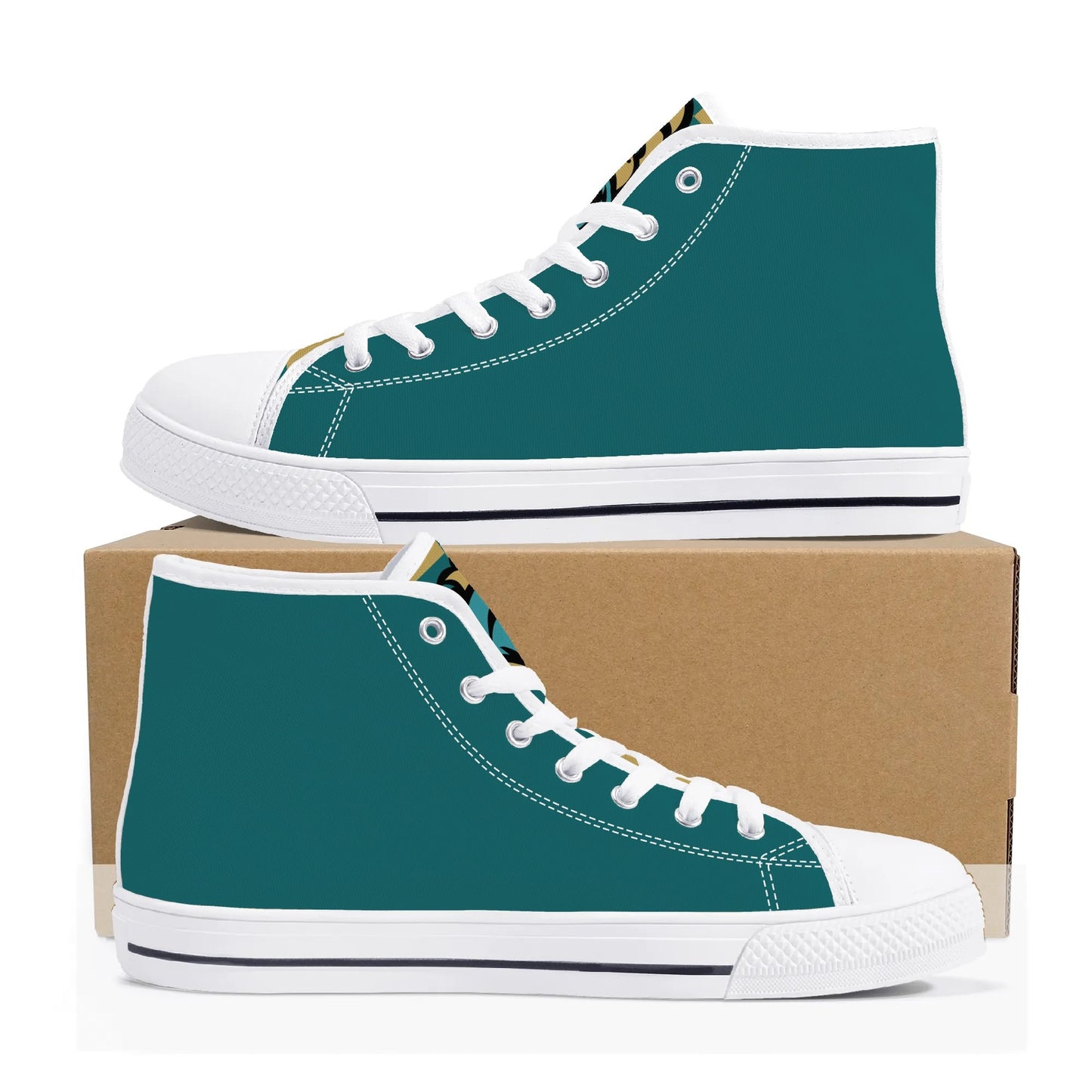 Coastal Carolina Chanticleers - Mens High Top Canvas Shoes - Checkered Tongue