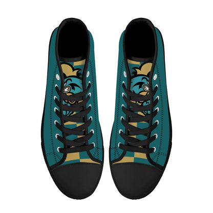 Coastal Carolina Chanticleers - Mens High Top Canvas Shoes - Checkered Tongue