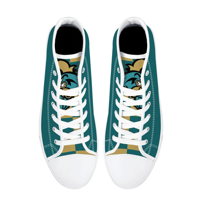 Coastal Carolina Chanticleers - Mens High Top Canvas Shoes - Checkered Tongue