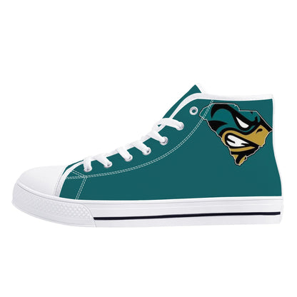 Coastal Carolina Chanticleers - Mens High Top Canvas Shoes - Monochromatic