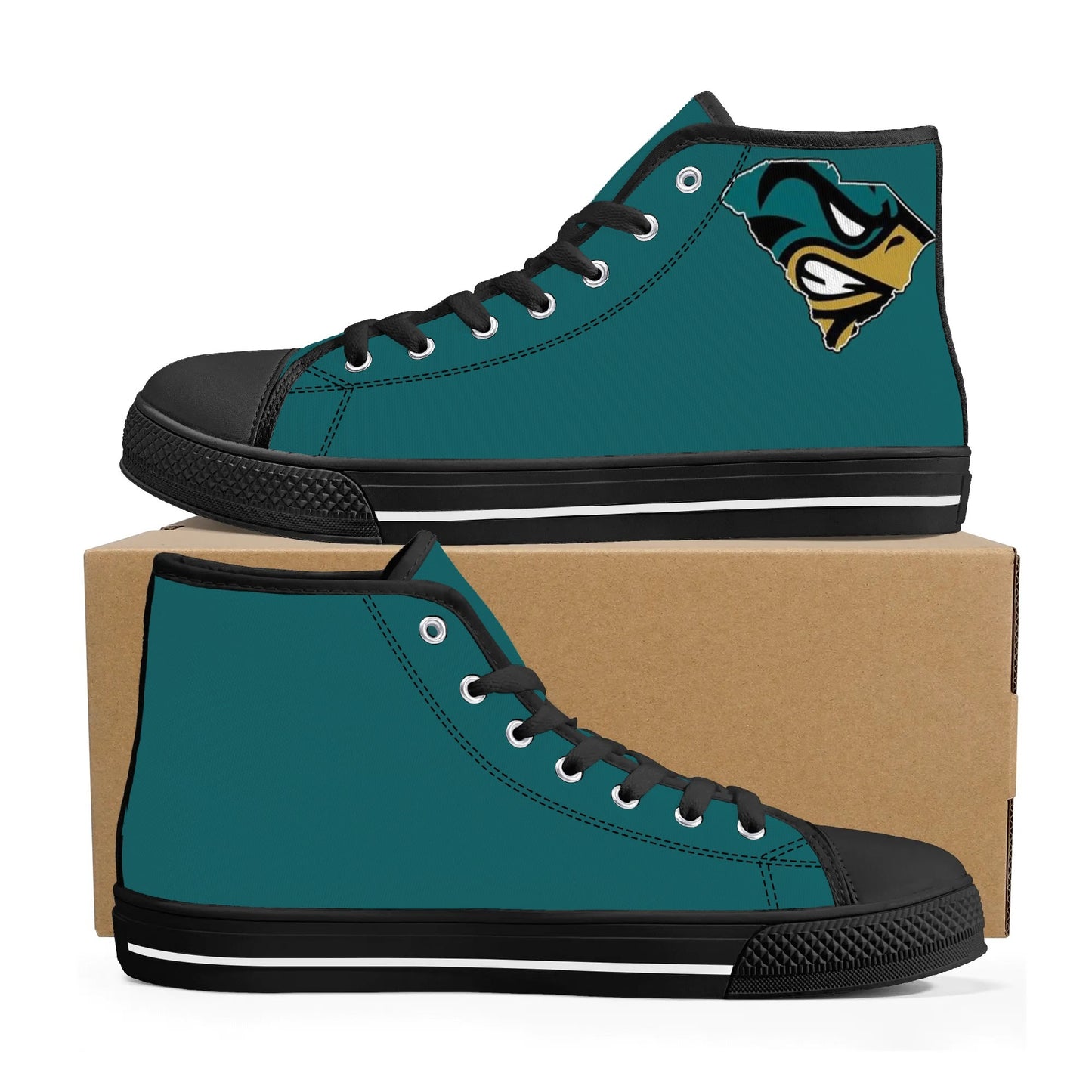 Coastal Carolina Chanticleers - Mens High Top Canvas Shoes - Monochromatic