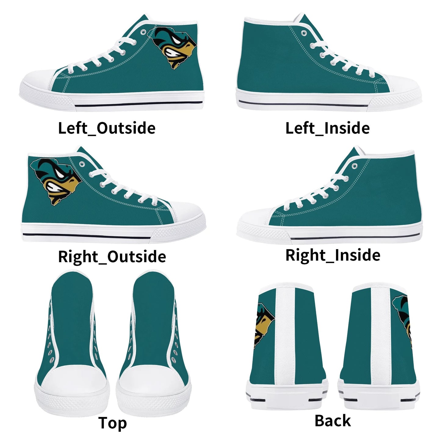 Coastal Carolina Chanticleers - Mens High Top Canvas Shoes - Monochromatic