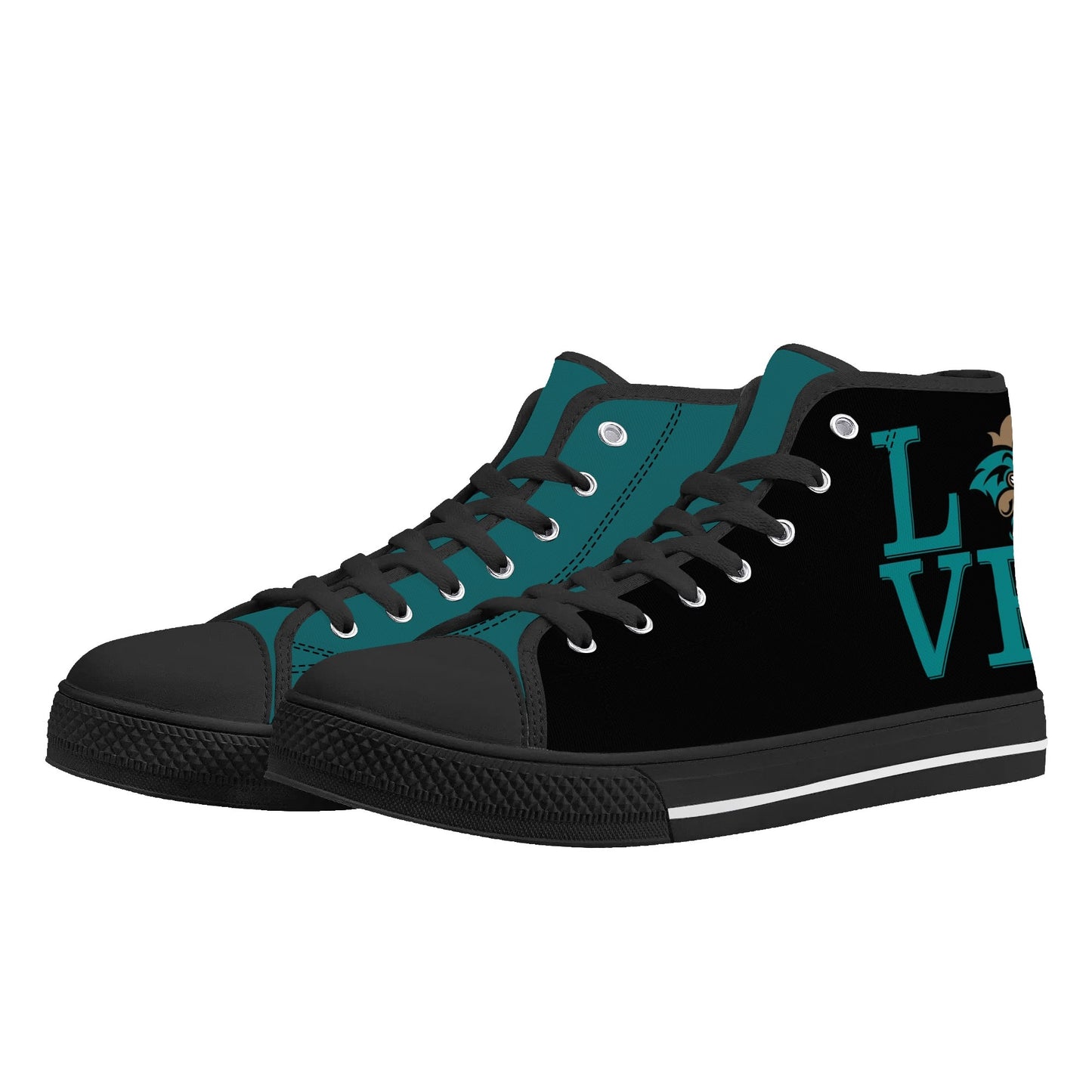 Coastal Carolina - L.O.V.E Chanticleers -  Mens High Top Canvas Shoes