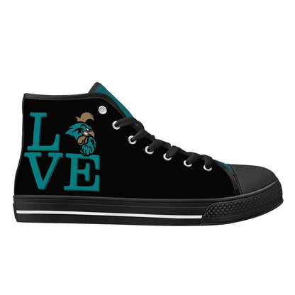 Coastal Carolina - L.O.V.E Chanticleers -  Mens High Top Canvas Shoes