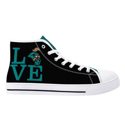 Coastal Carolina - L.O.V.E Chanticleers -  Mens High Top Canvas Shoes