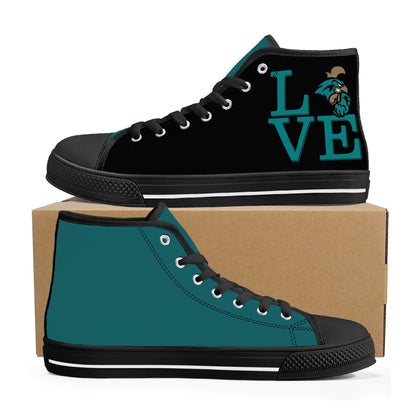 Coastal Carolina - L.O.V.E Chanticleers -  Mens High Top Canvas Shoes