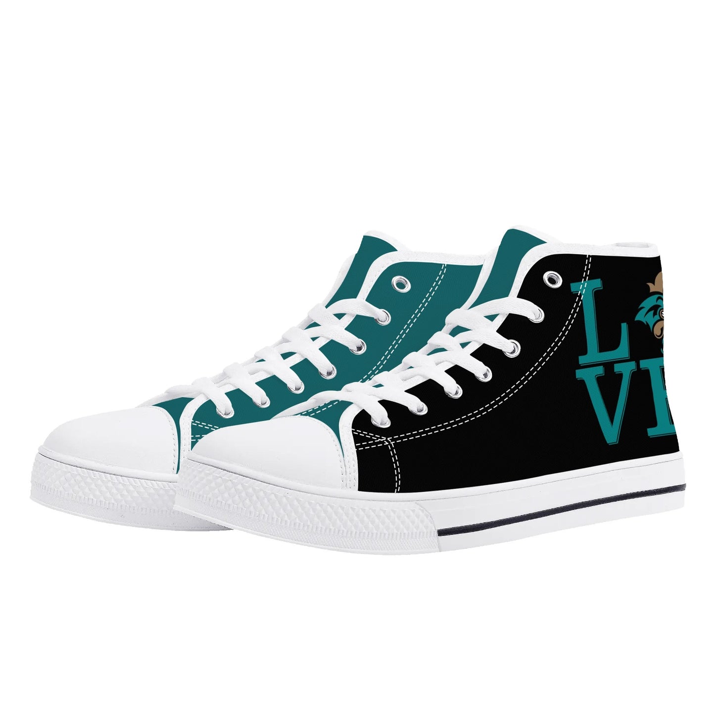 Coastal Carolina - L.O.V.E Chanticleers -  Mens High Top Canvas Shoes