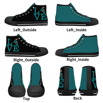 Coastal Carolina - L.O.V.E Chanticleers -  Mens High Top Canvas Shoes