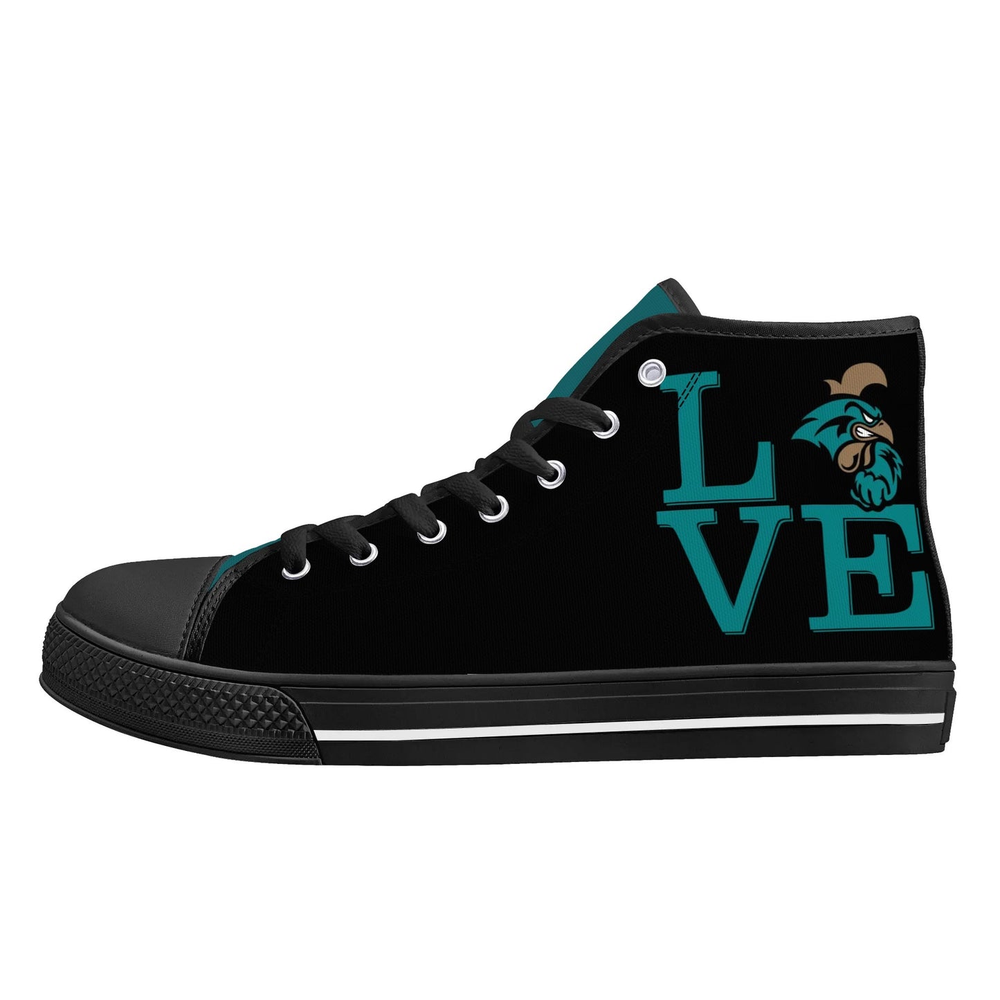 Coastal Carolina - L.O.V.E Chanticleers -  Mens High Top Canvas Shoes