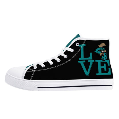 Coastal Carolina - BLACK L.O.V.E. - Mens High Top Canvas Shoes