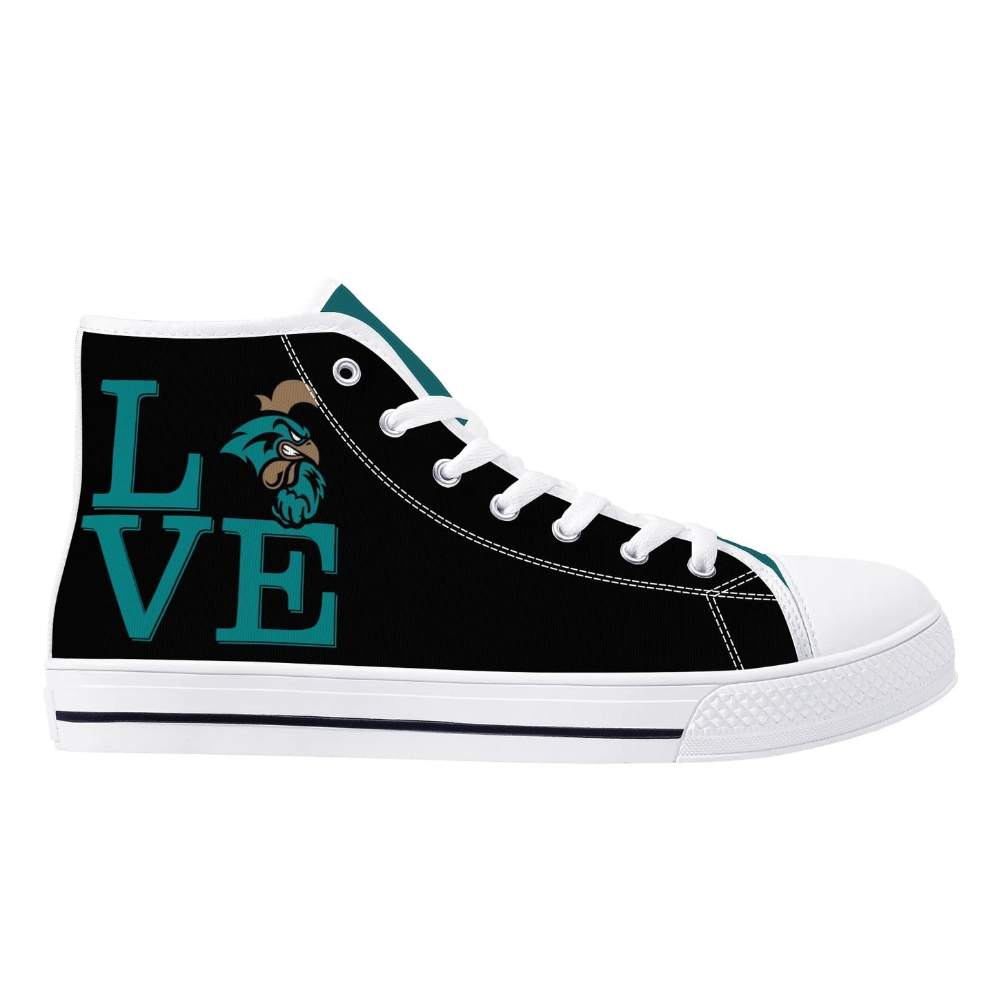 Coastal Carolina - BLACK L.O.V.E. - Mens High Top Canvas Shoes