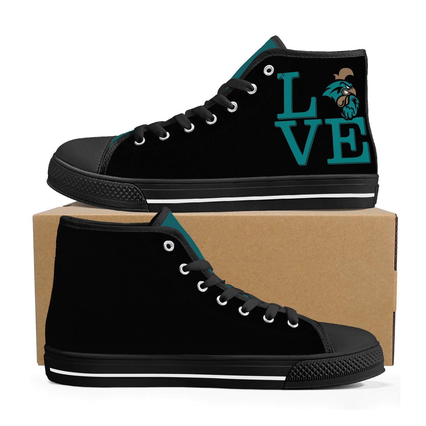 Coastal Carolina - BLACK L.O.V.E. - Mens High Top Canvas Shoes