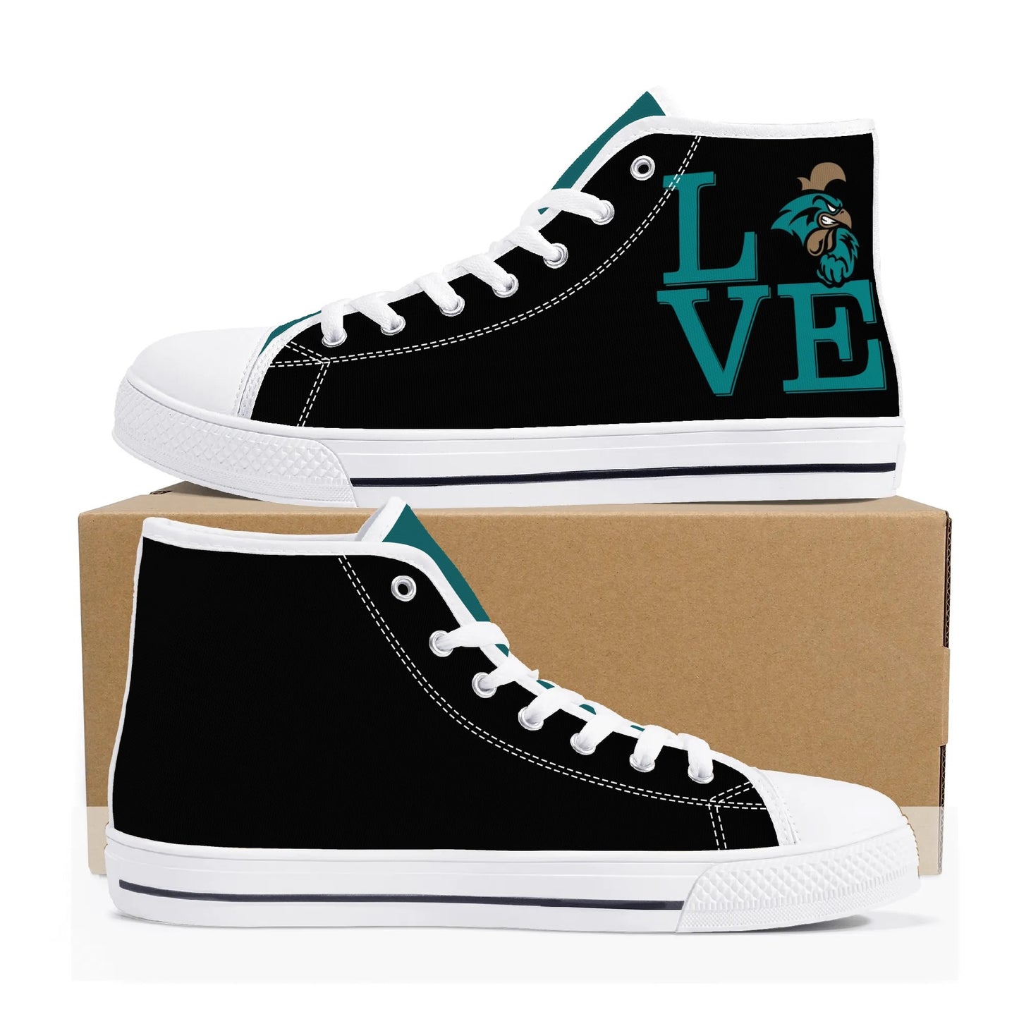 Coastal Carolina - BLACK L.O.V.E. - Mens High Top Canvas Shoes