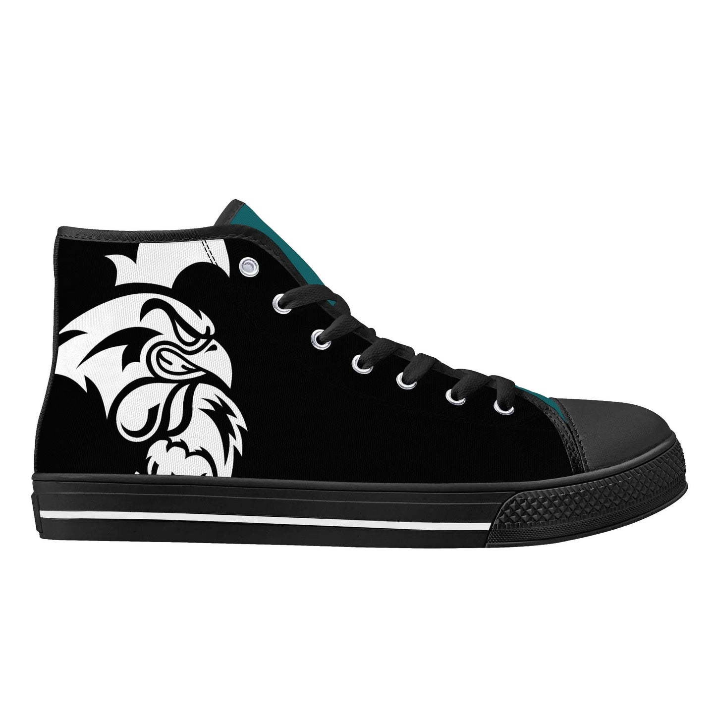 Coastal Carolina Chanticleers - BLACK - Mens High Top Canvas Shoes -  Teal  Tongue