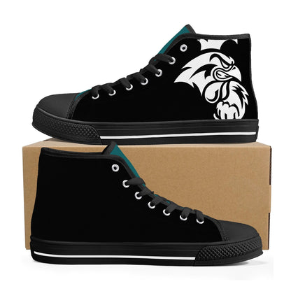 Coastal Carolina Chanticleers - BLACK - Mens High Top Canvas Shoes -  Teal  Tongue